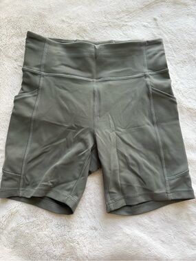 Lululemon High-Waist Olive Green Active Bike Shorts